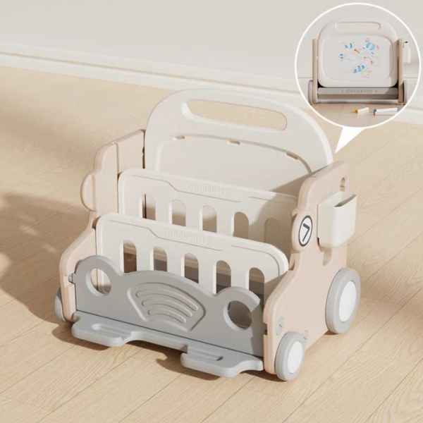 Детски подвижен органайзер с дъска за рисуване Feelkids, Кафява кола-sq8iK.jpeg