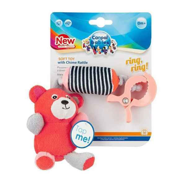 Мека играчка с камбанен звън 0м+ Canpol Bears, корал-t5FUu.jpg