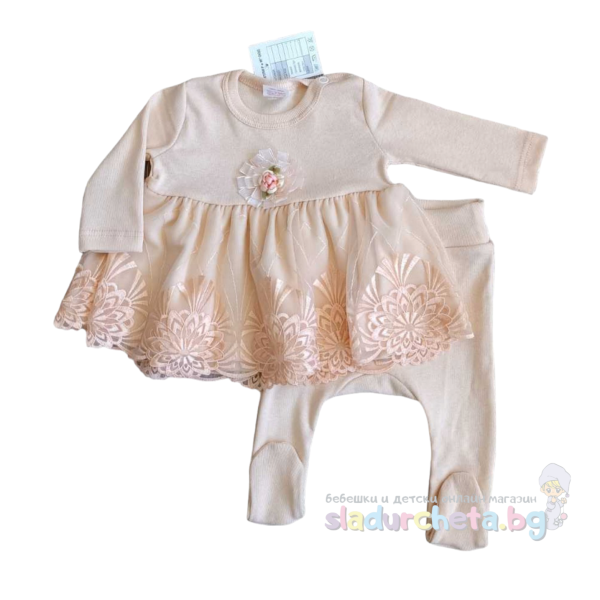 Комплект от 2 части Светли - рокля и ританка, екрю-t634m.png