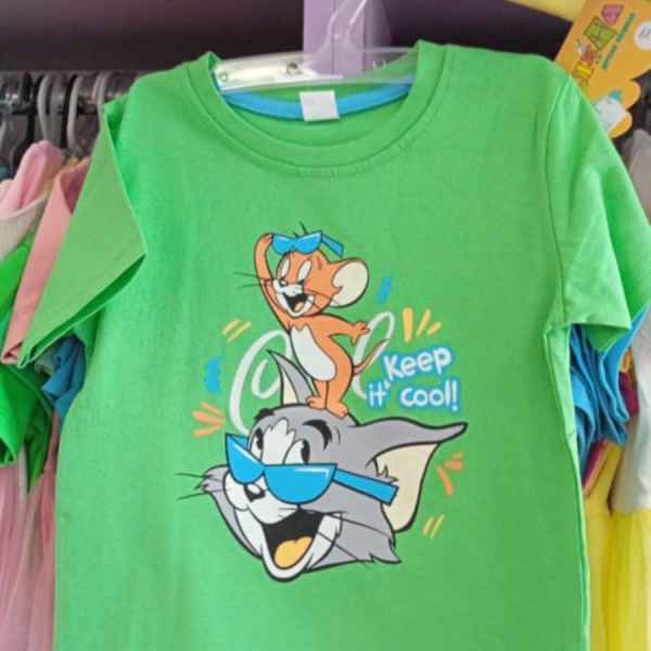 Детска тениска Светли, Том и Джери зелена-tM1Ug.jpeg