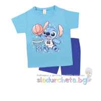 Комплект от 2 части Светли - тениска и къс панталон, Стич синьо/индиго-ti34S.jpeg