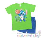 Комплект от 2 части Светли - тениска и къс панталон, Стич зелено/синьо-u3rDu.jpeg