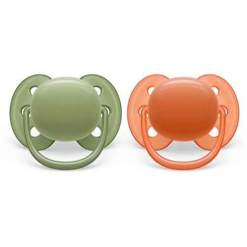 Комплект от 2 бр. ортодонтични залъгалки Philips AVENTUltra Soft 18м+, в кутия за стерилизиране