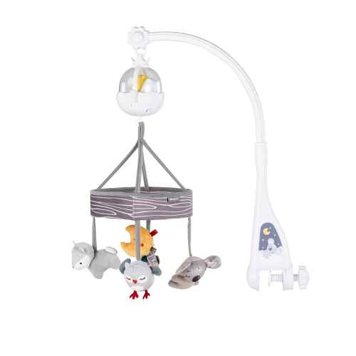 Музикална играчка с проектор Chipolino Спящата гора, сива