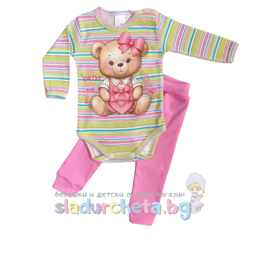 Комплект от 2 части Светли - боди и клин, розов