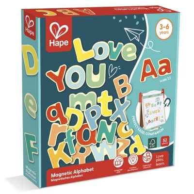Комплект магнитни цифри и знаци Hape, 52 части