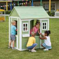 Детска дървена къща за игра Ginger Home, зелено и бяло-unAgK.jpeg