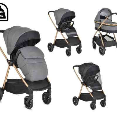 Комбинирана бебешка количка 3в1 Cangaroo Hydra, сива