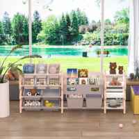 Комбиниран пластмасов скрин за съхранение на играчки и книги Feelkids, Розово мече-vihNw.jpeg