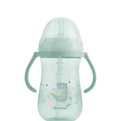 Чаша със силиконовa сламка Kikka Boo Dino World, Mint 300мл