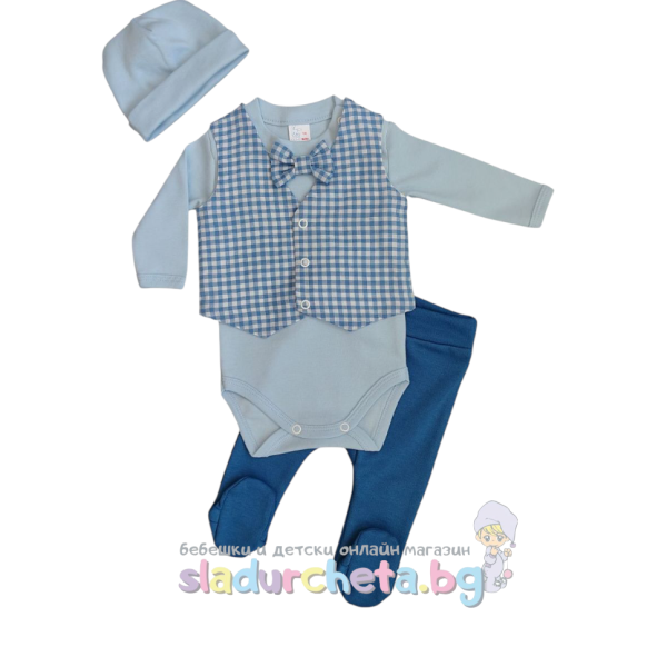 Бебешки комплект Светли, Синьо райе-wgIwI.png