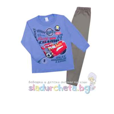 Детска пижама Светли, син/сив