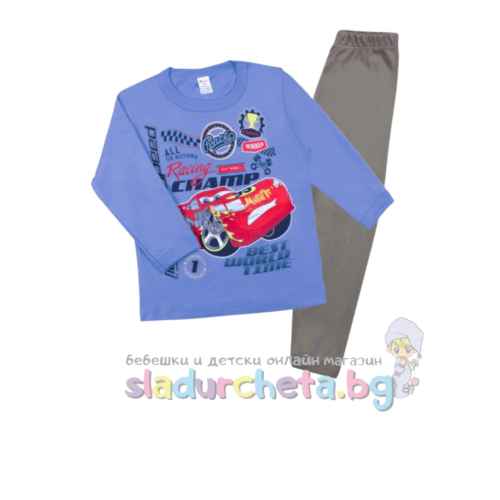 Детска пижама Светли, син/сив