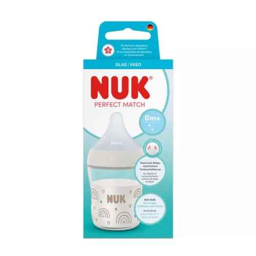 Стъклено шише Nuk Perfect Match 120 мл. 0+мес., Дъга