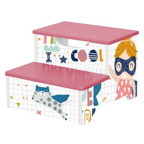 Детско столче, стъпало и стълба Ginger Home Super girl, розово