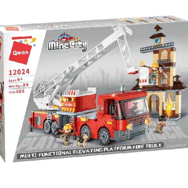 Конструктор Qman, Mine City, Многофункционална пожарна повдигаща се платформа, 686 части-xkR4U.jpeg