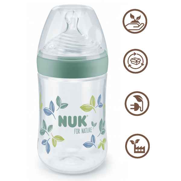 Шише NUK For Nature Temperature Control, 0+ м РР 260 мл. със силиконов биберон M, Зелено-yikhJ.jpeg