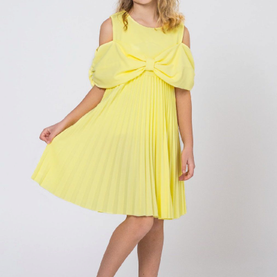 Детска рокля Контраст, жълта