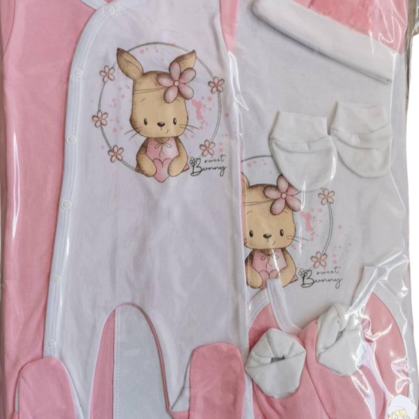 Комплект за изписване Светли, Зайче с цвете в розово/бяло-z1JXt.png