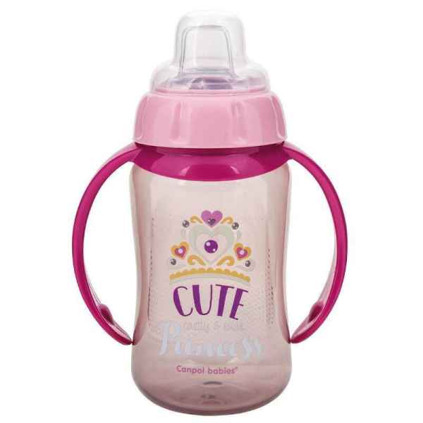 Преходно шише със силиконов накрайник и дръжки Canpol Future Daydreams 320 мл, розово-zDgmU.jpg