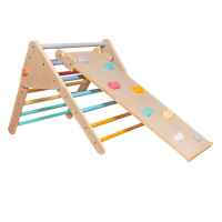 Пиклер триъгълник 2 в 1 Ginger Home, Дървена катерушка и пързалка-zLAMz.jpeg