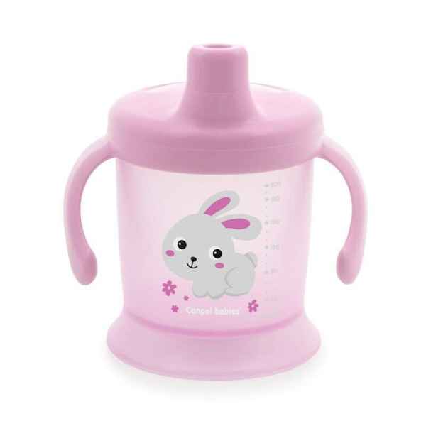 Нетечаща чаша с твърд накрайник и капаче Canpol Bunny and Company 200 мл, розова-zNy0i.jpg