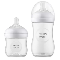 Комплект за новородено Philips AVENT с 4 шишета за хранене Natural Response, 0м+, 1м+, с биберони без протичане, залъгалка Ultra Soft и четка за почистване-zPHRW.png