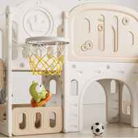 Детски приключенски център 11в1 с пързалка, катерушка, люлка и баскет кош Feelkids, кафяв-zTPIa.jpeg