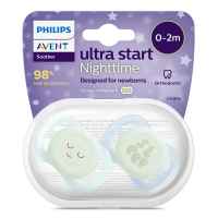 2 бр. светещи ортодонтични залъгалки за новородени Philips AVENT Ultra Start Night 0-2м, в синьо и зелено с декор Sleep, в кутия за стерилизиране-zwItF.jpeg